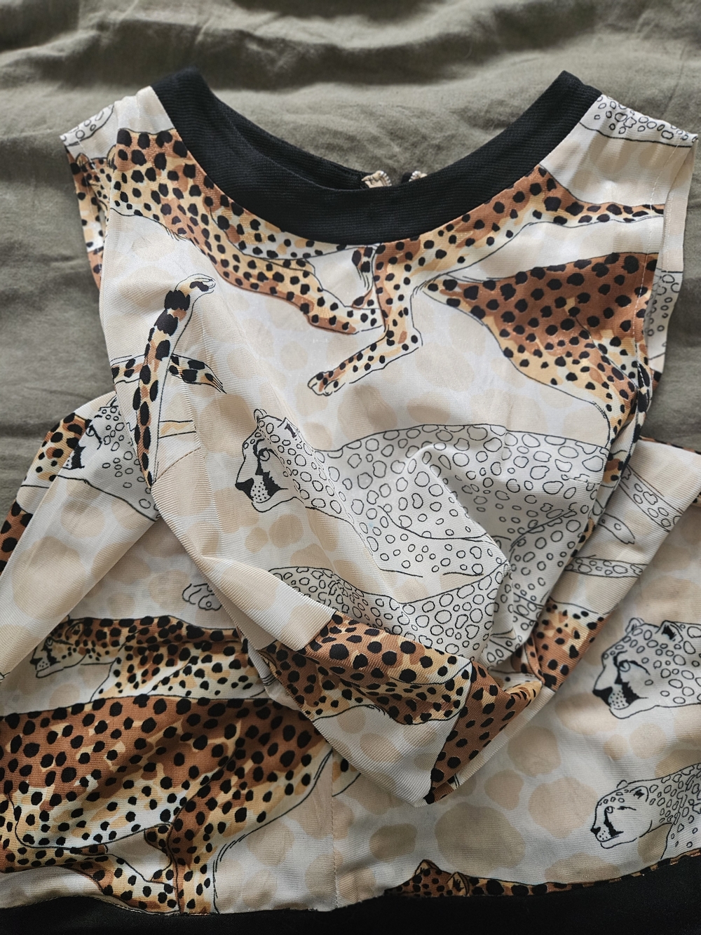 Vintage Cheetah Print Sheath Dress And Cardigan